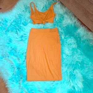 2 piece crop top and skirt